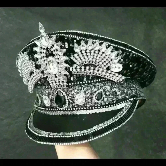 Black and Silver Custom Captains Hat - Picture 4 of 4